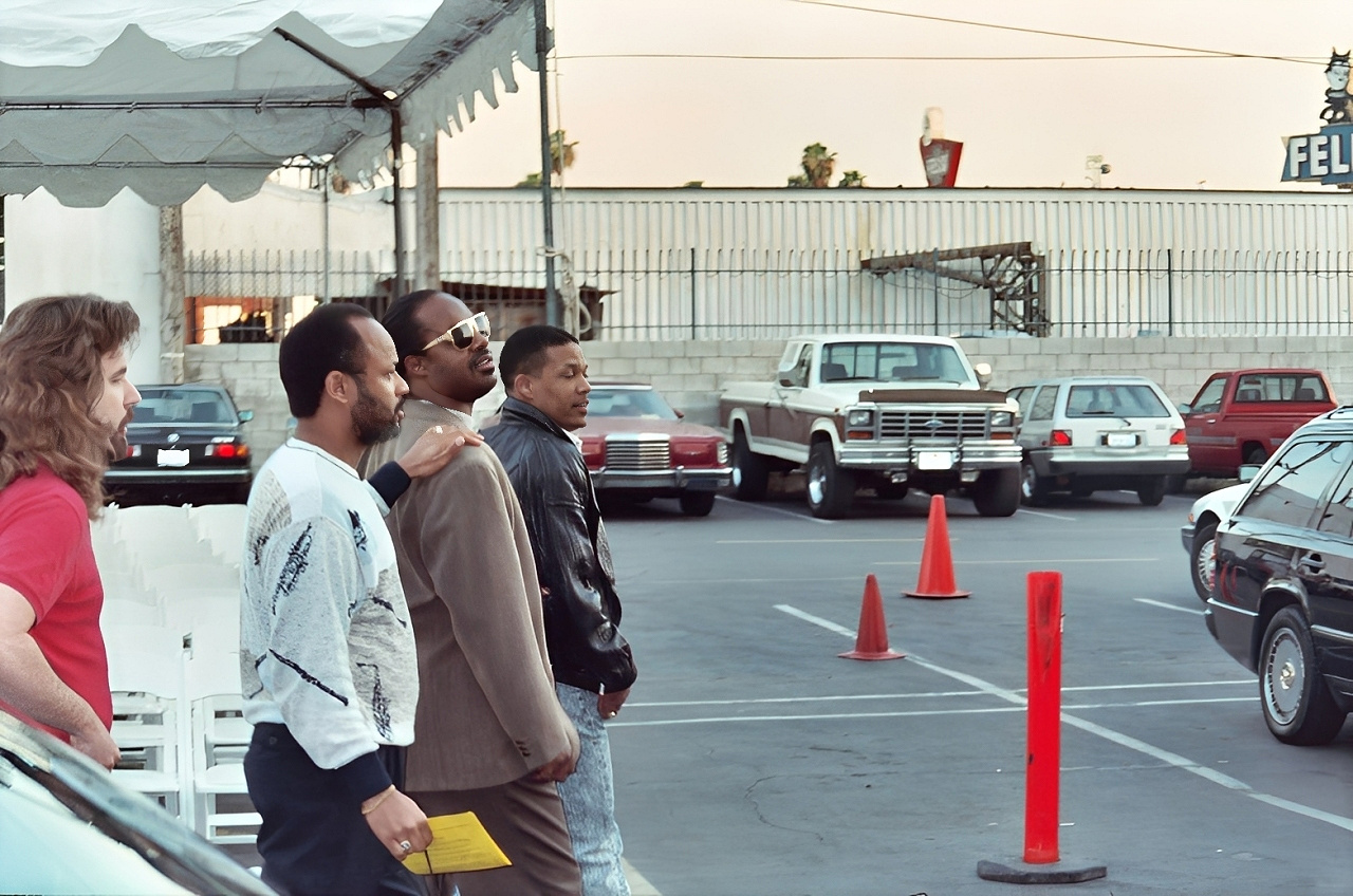 Stevie Wonder in rehearsal before the Grammys, 1990.