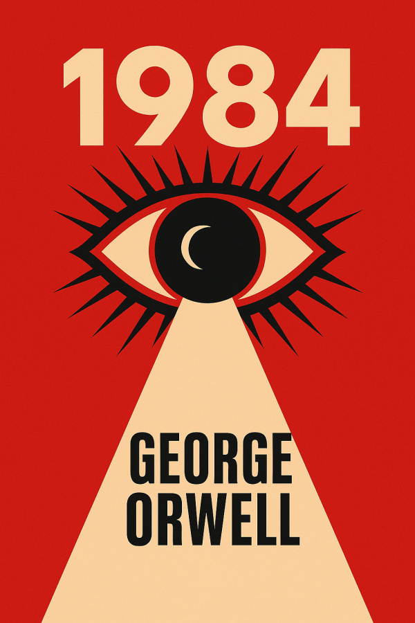 Ilustración alegórica con un equilibrista sobre una cuerda deshilachada entre bloques ideológicos, bajo una atmósfera de vigilancia orwelliana, representando el clima geopolítico de la Guerra Fría en 1951