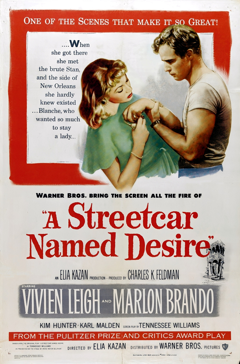 Poster original de la película 'A Streetcar Named Desire', protagonizada por Vivien Leigh y Marlon Brando