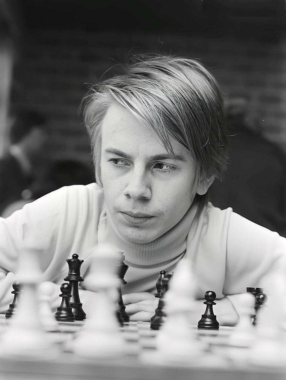 El gran maestro sueco Ulf Andersson durante una partida en el torneo Hoogovens de Wijk aan Zee, 13 de enero de 1971.