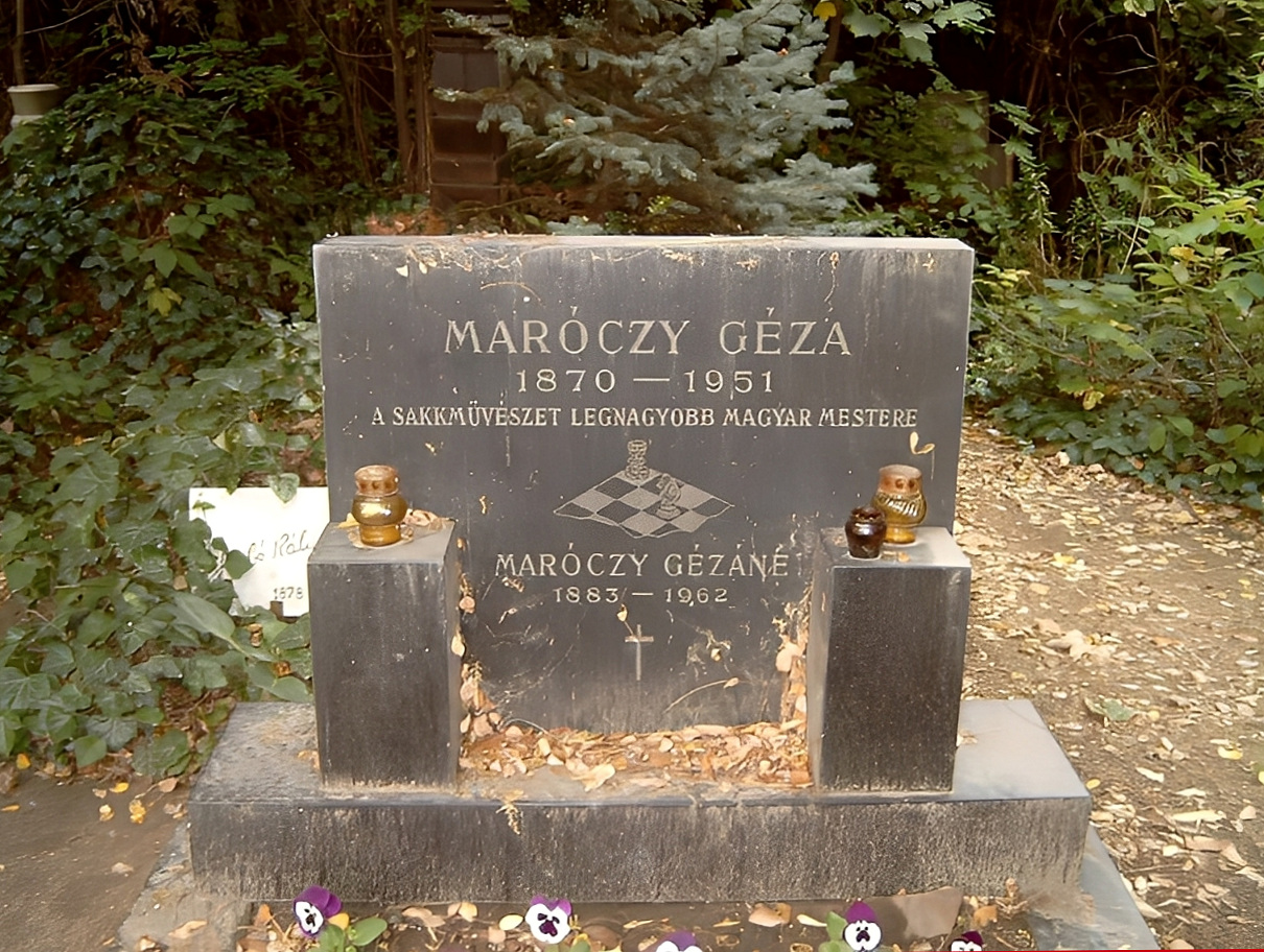 Tumba de Géza Maróczy en el cementerio Kerepesi de Budapest.