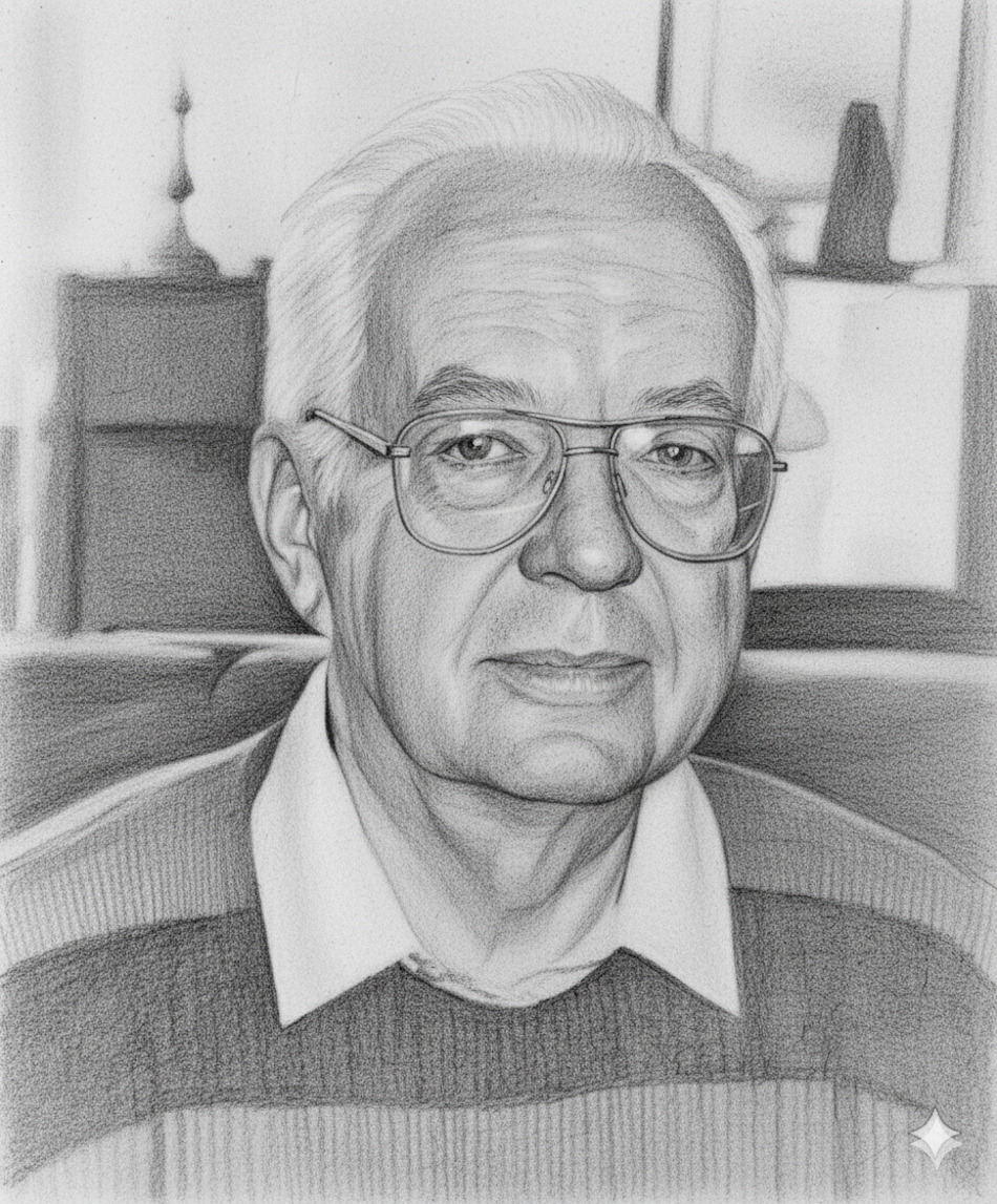 Retrato a lápiz de Robert Rollans, recreado a partir de una fotografía antigua de baja resolución.