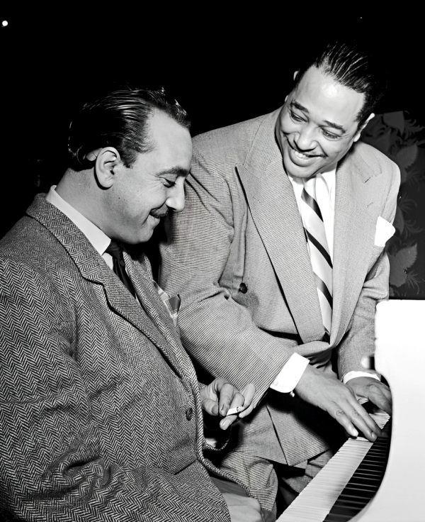 Django Reinhardt and Duke Ellington at the Aquarium club in New York, circa November 1946