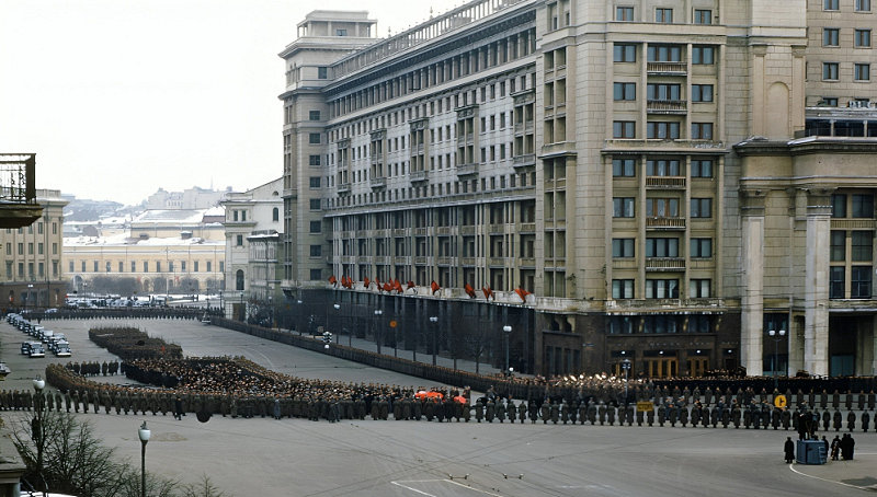 Funeral procession of Joseph Stalin in Moscow, photographed from the balcony of the U.S. Embassy by Major Martin Manhoff