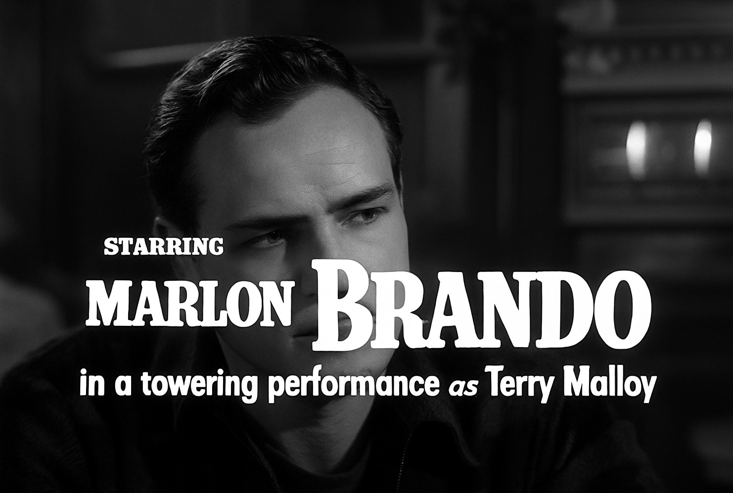 Ilustración en blanco y negro de Marlon Brando en la película 'Nido de Ratas'.