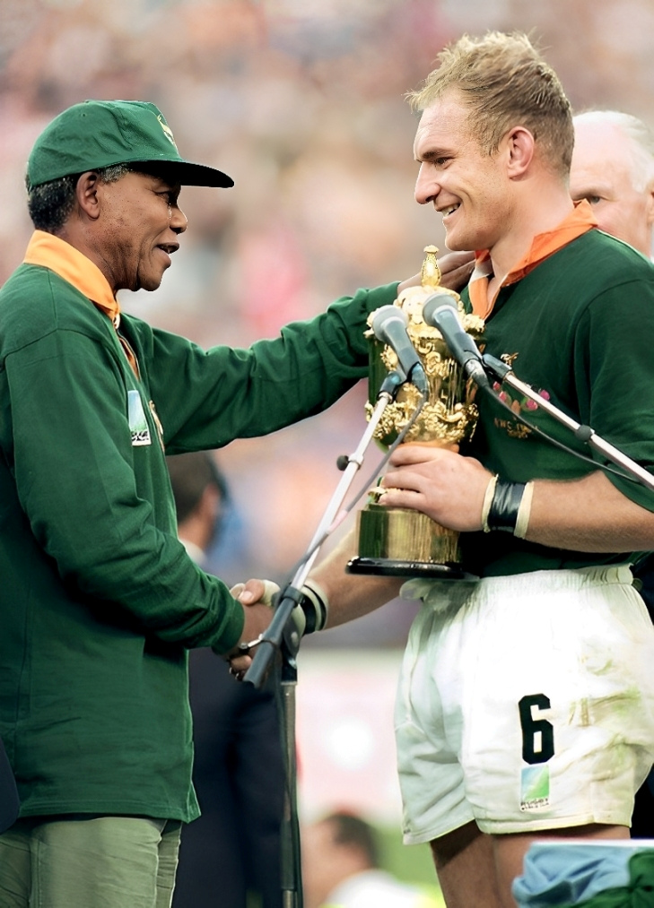 Photograph of Mandela and Pienaar, 1995